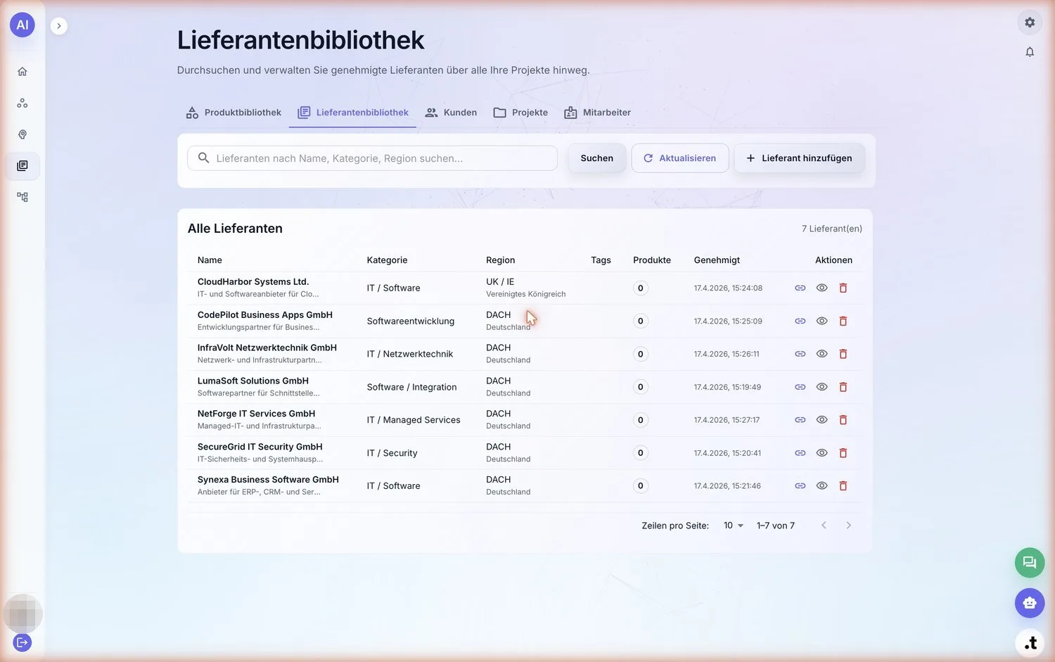 AI.tune Lieferantenbibliothek